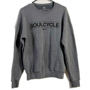 SoulCycle Gray Crewneck Sweater with Textured Cotton Blend‎